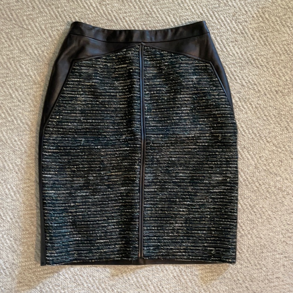 NWT J. Mendel leather and tweed skirt size 6